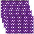 Polka Dot Placemats Set of 4 - 12x18 Inch Table Mats, White Purple Variation