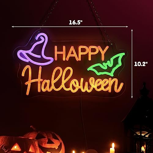 Happy Halloween Neon Sign - USB Powered LED Wall Decor