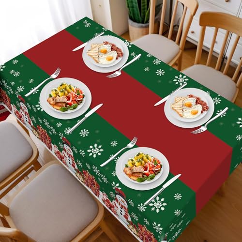 Childom Christmas Checkered Disposable Plastic Tablecloth 54x108 Inches - 3 Pack