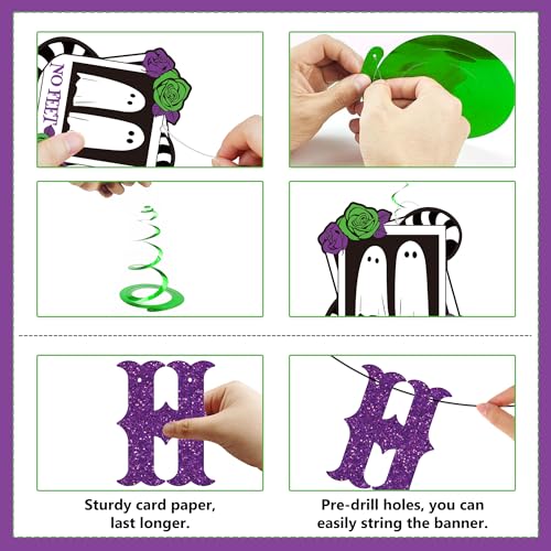 Halloween Party Decorations Banner & Hanging Swirls - Spooky Indoor Decor