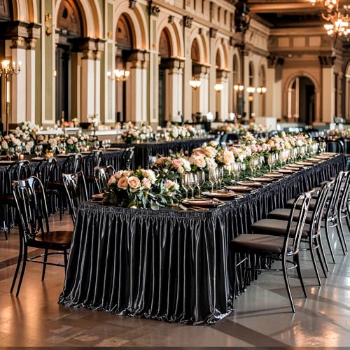 Black Satin Table Skirt for Rectangular Tables 252x30 Inches - Wish Care, 21ft Length, Wrinkle-Free Party Decor Variation of THIS listing