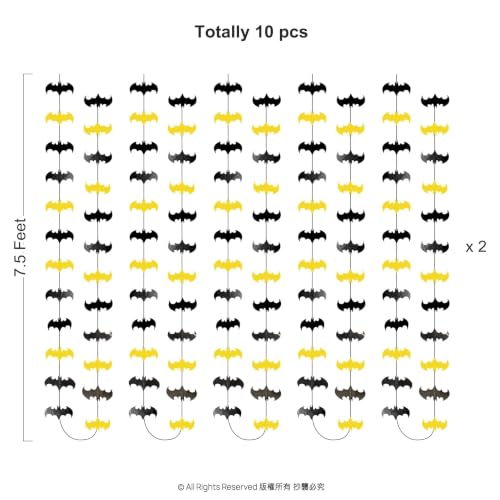 Bat Birthday Party Decorations Garland Set - Black and Yellow Bat Cutouts for Themed Events