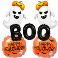 7Pcs Halloween Foil Balloon Set with Ghost Pumpkin Boo Decorations for Party