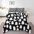 Halloween Ghost Comforter Set - Cute White Spooky Bedding for Kids & Teens Queen Variation 064