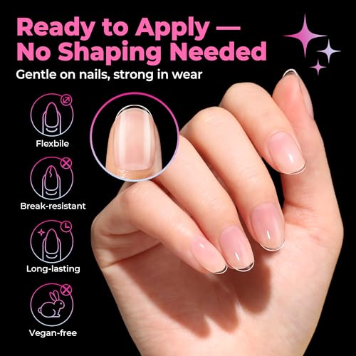 Extra Short Oval Nail Tips - 216pcs Clear Fake Nails for Beginners