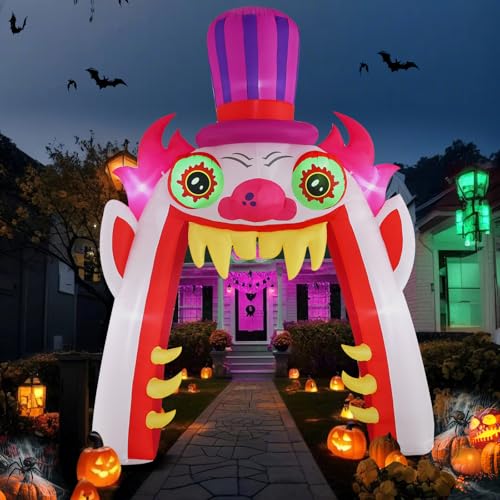 13ft Clown Arch Halloween Inflatable Decoration with LED Lights for Outdoor Lawn Garden - Spooky Party Yard Decor