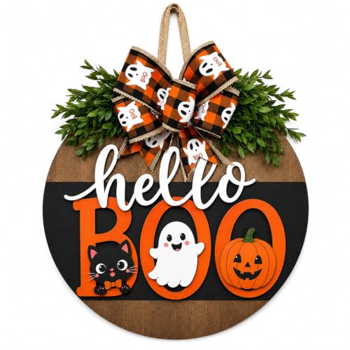 Cute Ghost Halloween Wreath for Front Door - Fall Porch Wall Decor