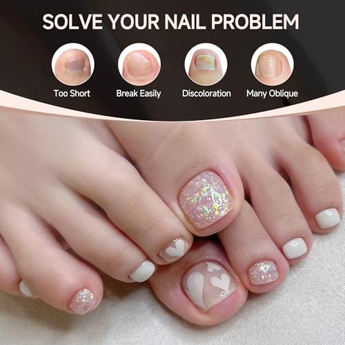 UNA GELLA Square Round Toe Nail Tips Set - 312Pcs, 15 Sizes, Soft Gel, A05 Variation