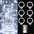 White Battery Operated Fairy String Lights 6 Pack - Waterproof 7ft LED with Remote