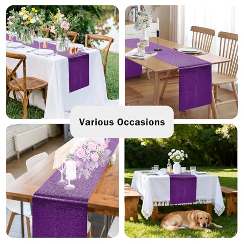 Purple Sequin Table Runners 72 Inches Long - Pack of 10 - Wedding & Party Decor