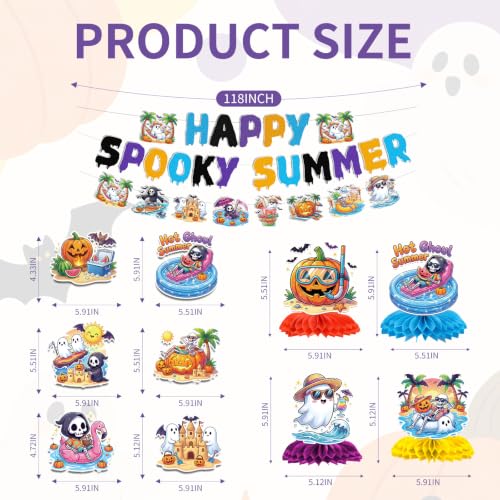 Summer Halloween Party Decorations Set - Ghosts, Pumpkins & Tropical Banners