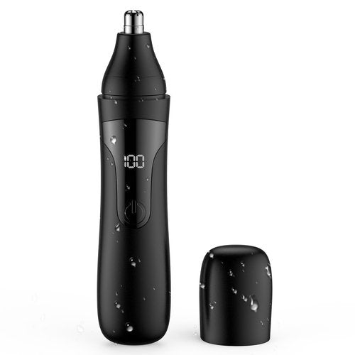 SESATOOK Nose Hair Trimmer, Rechargeable Professional Painless Nose Trimmer for Ear and Eyebrow, with Dual Edge Blades Easy Cleaning and Washing (Black)