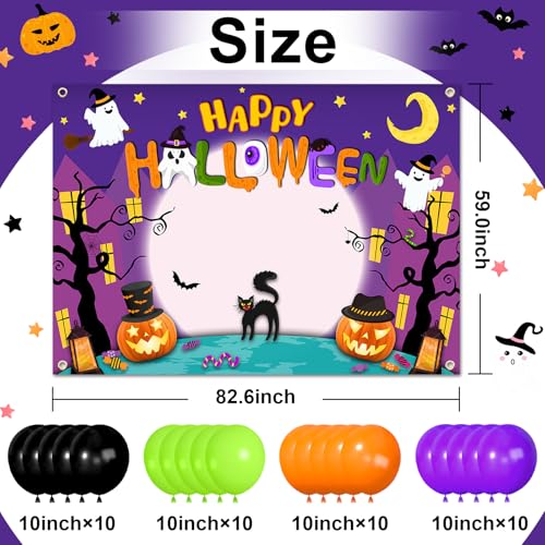 Halloween Party Decorations Kit with Backdrop, Photo Props, Balloons