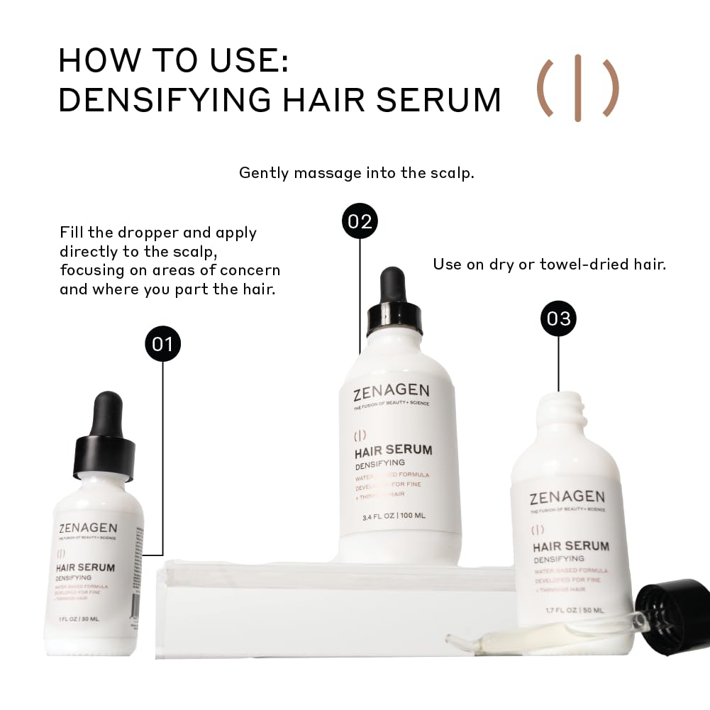 ZENAGEN Densifying Hair Serum - Boost Hair Density & Strengthen Follicles | Non-Greasy, Vegan Formula for All Hair Types