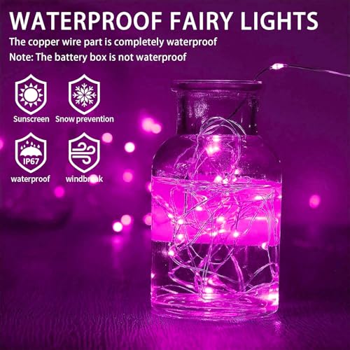 Pink Fairy Lights Battery Operated 50 Pack 7ft 20 LED String for Valentine's Easter Christmas