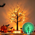 Dark Halloween Tree with Light-Up Base & Rechargeable LED Lights - 24 Inch