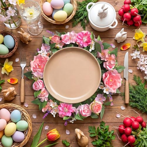 Artificial Wildflower Placemat Set - 9.4 Inch Tropical Table Decor