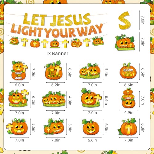 Christian Halloween Decorations Banner Set with Cross & Pumpkin Quotes