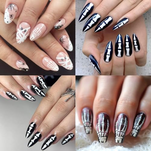 Halloween Skeleton Bones Nail Art Stickers - White 2 Sheets, Variation: Halloween 04
