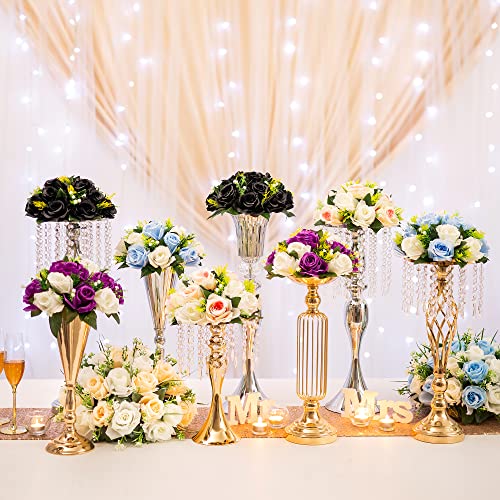 Wedding Flower Centerpieces Set - Black Silk Flower Balls, 10 Pack - 10" Diameter