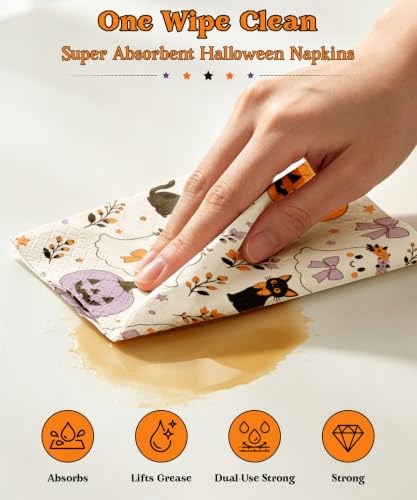 150Pcs Heavy-duty Halloween Plates and Napkins Set Disposable Paper