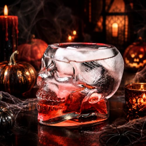 4-Pack Clear Skull Glasses - 12oz/350ml Cocktail & Wine Cups for Halloween & Parties