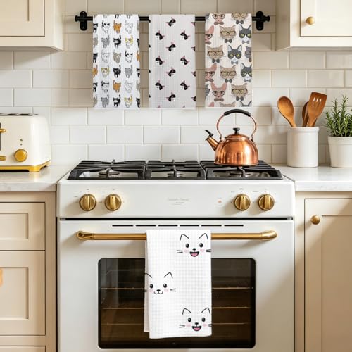 Jztco 4 Pcs Cute Cat Kitchen Towels - Multi 1418 Cat Gift Decorative Dish Towels