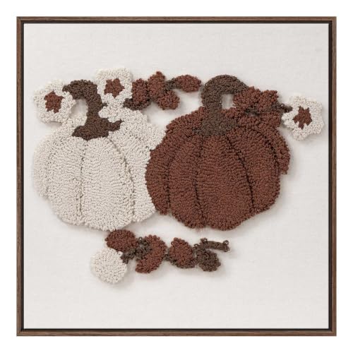 Halloween Pumpkin Wall Art Decor with 3D Tufting - Framed Fall Harvest