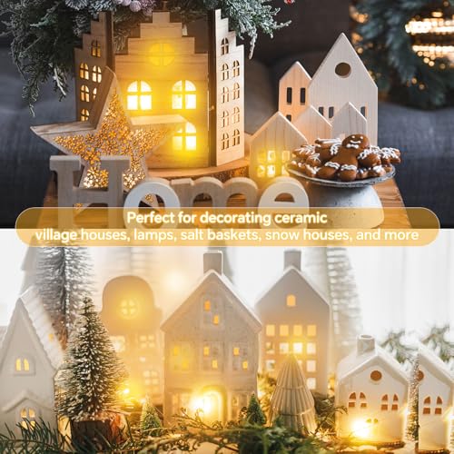 Leelosp 2 Pack LED C7 Light Cord with 10 Bulbs - 19.7 FT Christmas Village Lighting - Adjustable Brightness