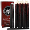 Black Bleeding Taper Candles Set 24 - 10 Inch Gothic Halloween Decorations - Spooky Blood Drip Candles