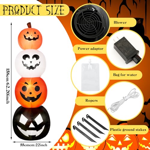 Halloween Inflatable Pumpkin Light Up Yard Decor - 4.6 ft, 2 Pack - Variation: Pumpkin