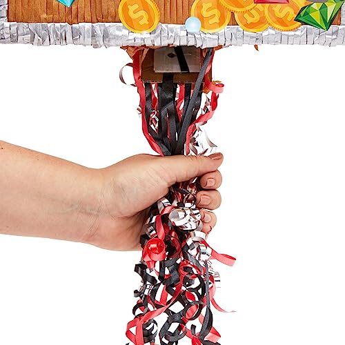 Pirate Treasure Chest Pull String Piñata - 12x6.5x10 Inches Party Decoration