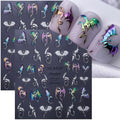 Self-Adhesive Halloween 5D Nail Stickers - Silver Bat Flying Dragon Pattern, 2 Sheets