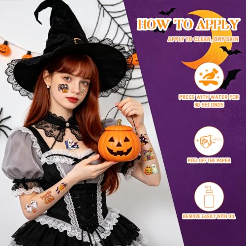 216 Pack Halloween Temporary Tattoos for Kids - Fun Body Art Stickers