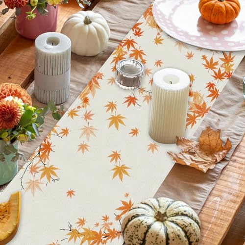 Fall Cow Pumpkin Linen Table Runner 13x72 Inch for Kitchen Dining Decor