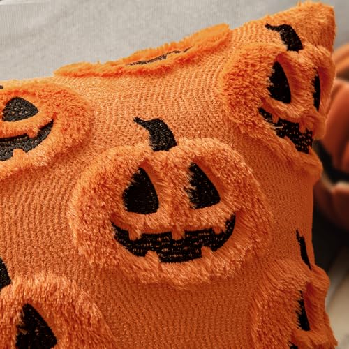 MIULEE Halloween Fall Pumpkin Throw Pillow Covers 18x18 Pack of 2 - Orange Black
