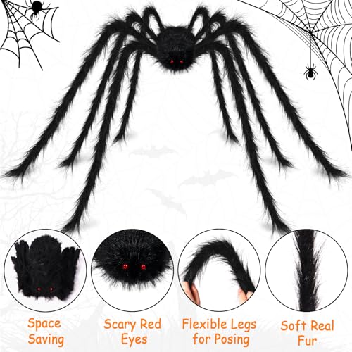 15FT Giant Halloween Spider Decor - Large Outdoor Haunted House Prop, Adjustable Legs, Black