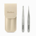 THEMOA Precision Tweezers Set – Stainless Steel Pointed & Slant Tip Tweezers for Eyebrow, Facial Hair, Ingrown Hair, Professional Beauty Tool with Case