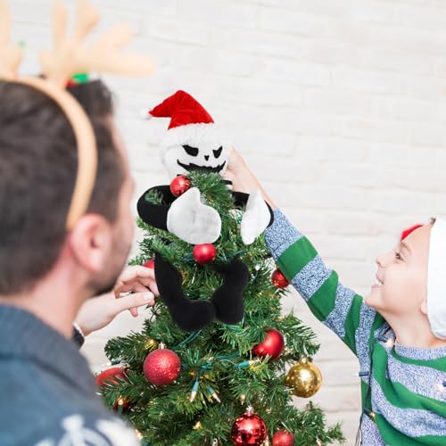 Christmas Tree Topper Decorations Plush Santa Hat Poseable Holiday Decor