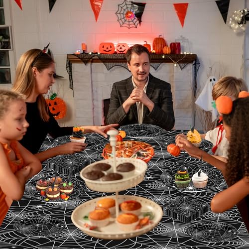 Halloween Paper Spider Web Party Supplies Set - 30 Pieces, Includes Plates, Napkins & Tablecloths - Variation: Halloween