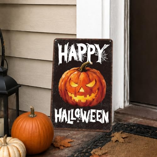 Halloween Tin Sign Decorations Indoor Outdoor - Spooky Retro Halloween 01