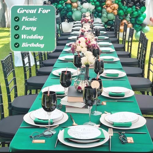 Disposable Green Plastic Table Cover Roll 54in x 120ft with Easy Cut for Outdoor Events