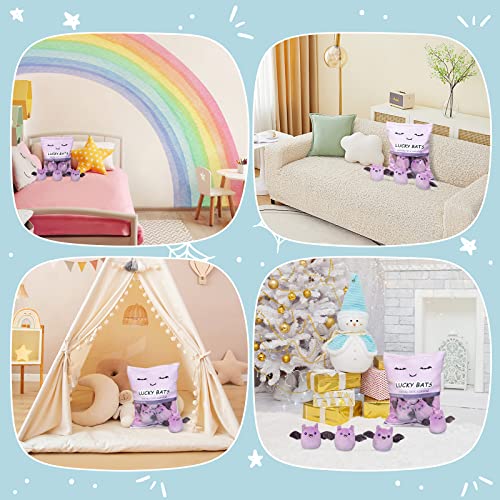 Lucky Bat Plush Toy Set - Purple Removable Stuffed Animal Dolls for Kids & Home Decor - 5 Pack