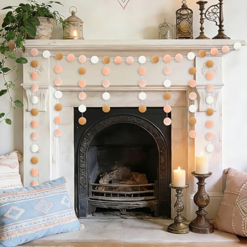 Boho Pom Pom Garland Set - Felt Ball Decor, 8M Length, 4 Strings, Stylish Party & Home Decoration
