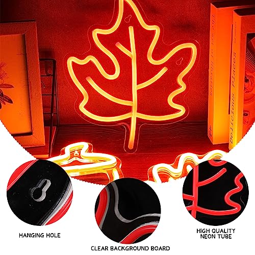 Fall Neon Sign Set - 3 LED Autumn Decorations for Thanksgiving & Halloween