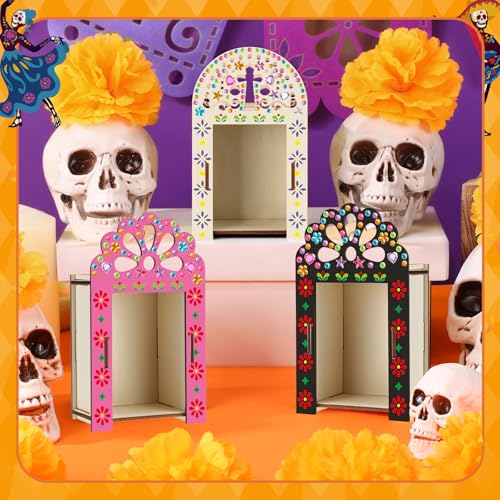 DIY Day of the Dead Shadow Box Kit with Paint & Gems for Ofrenda Decor
