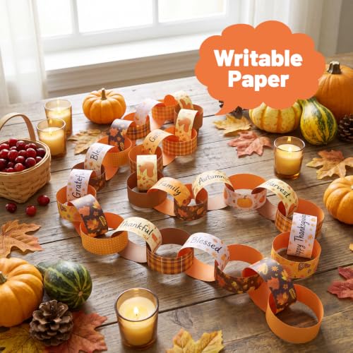 Fall Paper Chain Strips - Autumn Colors & Seasonal Patterns, 500 Pcs