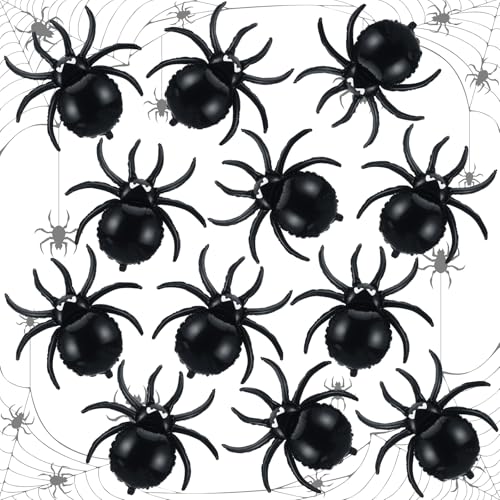 Halloween Black Spider Balloons - 12 Pack 32.5 Inch Giant Foil Decorations - Variation: Spider