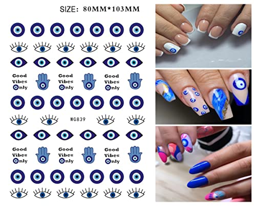 Evil Eye Nail Stickers - 8 Sheets Self-Adhesive 3D Witchy Nail Decals