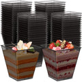 Black Plastic Dessert Cups - 8 oz Square Style, 100 Pack